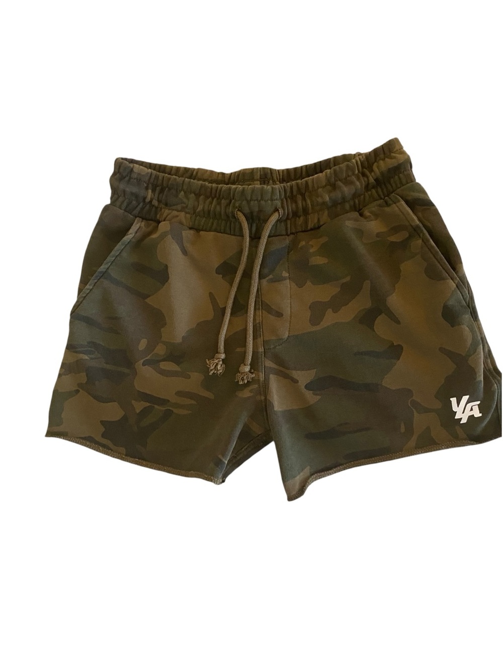 YoungLA Green Camouflage Athletic Sweat Shorts Fleece Raw Hem YLA Camo